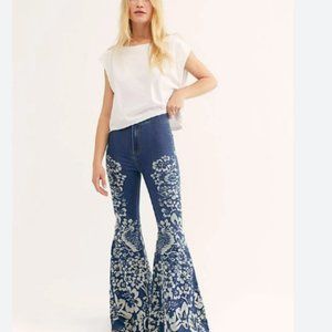 Free People Just Float on Flare Printed jeans